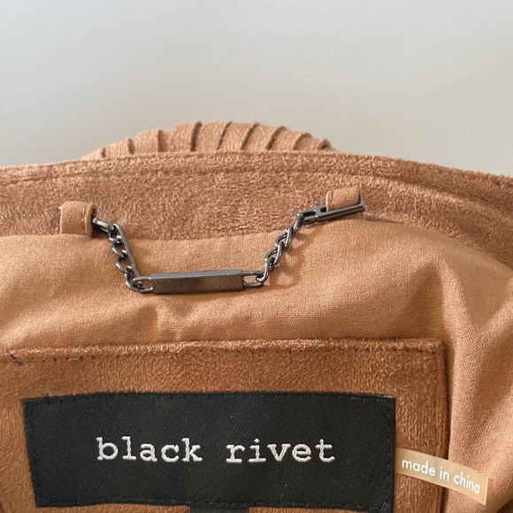 Black rivet western fringe faux leather Jacket - Picture 4 of 4